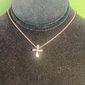 Tiffany silver peretti Cross Pendant Necklace